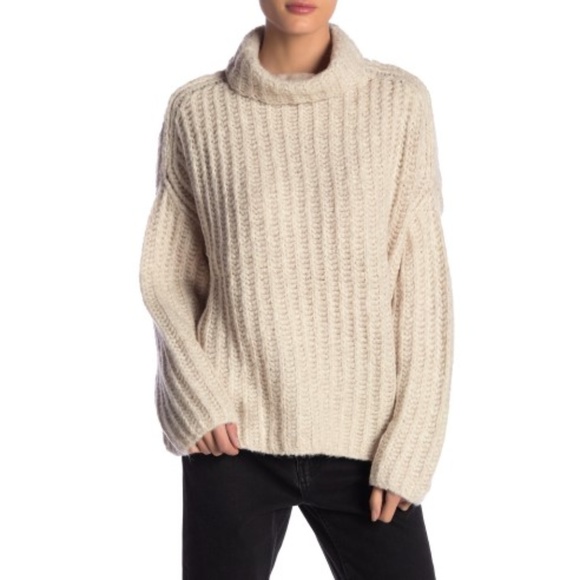 Free People Womens Fluffy Turtleneck Pullover Sweater